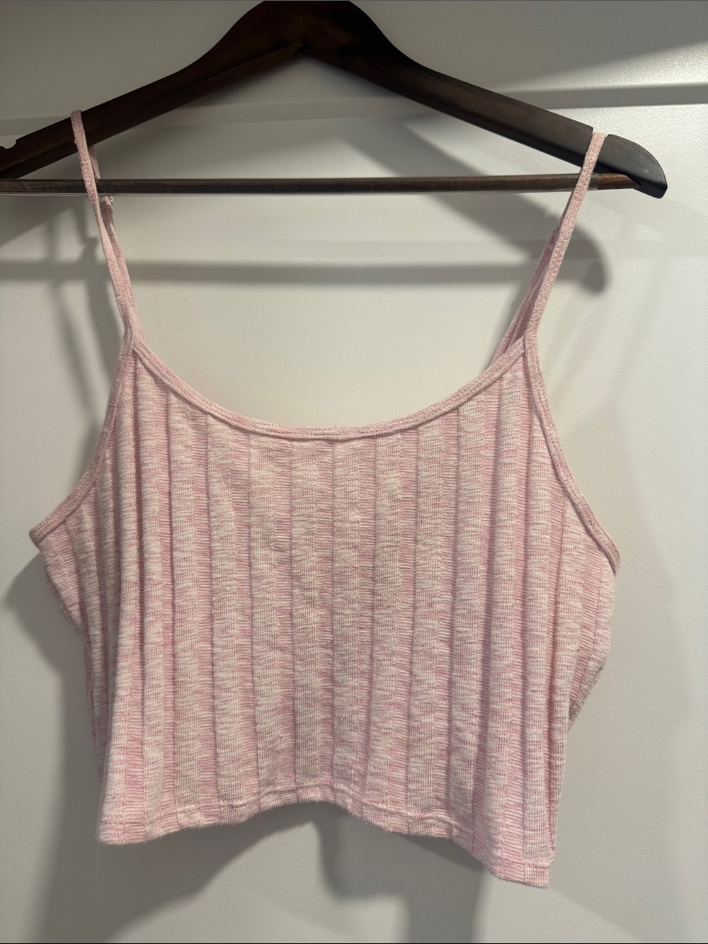 Light Pink Ribbed Crop Cami Tank Top